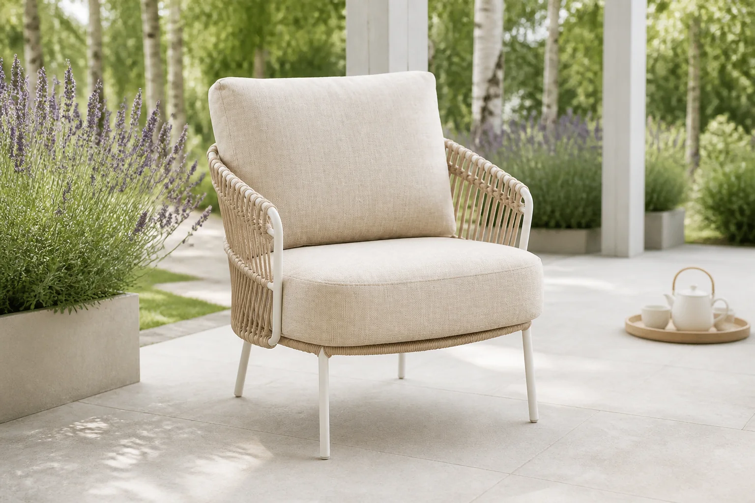 Sfeerfoto van 4 Seasons Outdoor Dalias lounge tuinstoel – Taupe-naturel-bruin