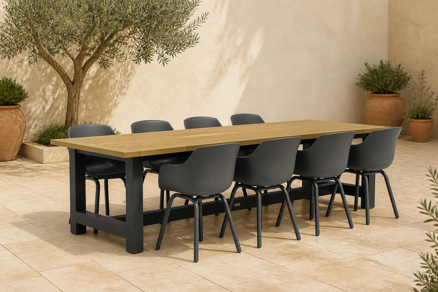Sfeerfoto van Lifestyle Garden Furniture Salina/San Francisco 300 cm dining tuinset 9-delig – Grijs-antraciet