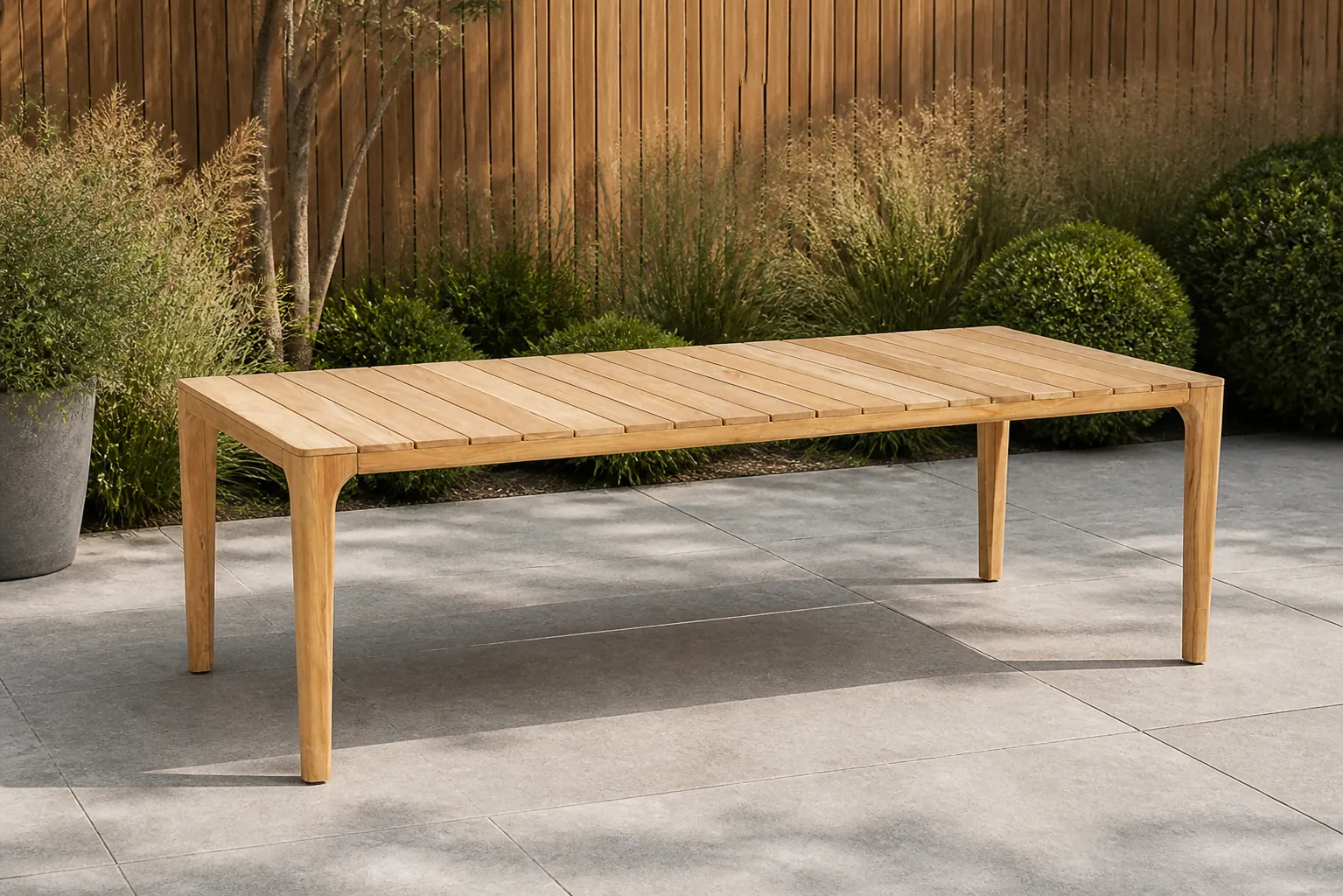 Sfeerfoto van 4 Seasons Outdoor Liam dining tuintafel 240 x 100 cm – Naturel teak