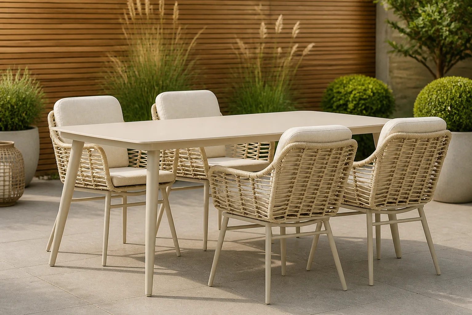 Sfeerfoto van Coco Antoni/Vienna 180 cm dining tuinset 5-delig – Taupe-naturel-bruin
