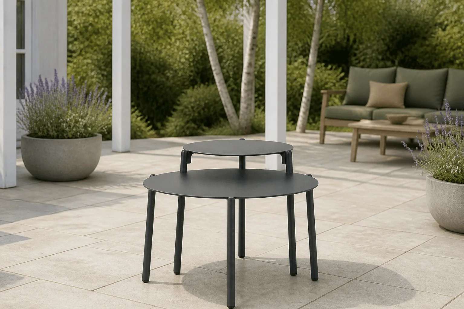 Sfeerfoto van Coco Pacific loungetafel set 60 cm + 45 cm – Grijs-antraciet