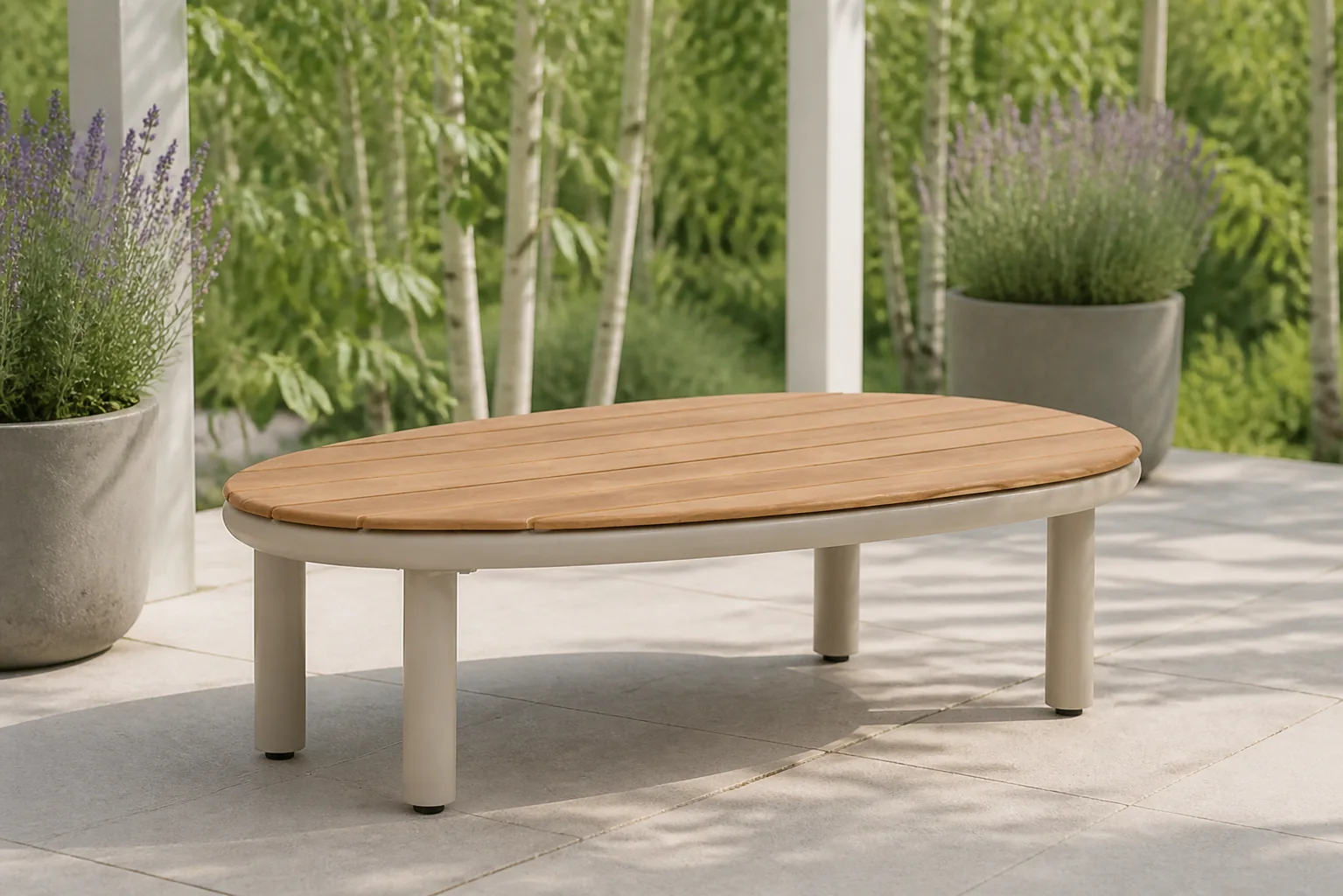 Sfeerfoto van Coco Almara lounge tafel organisch – Zand/Beige