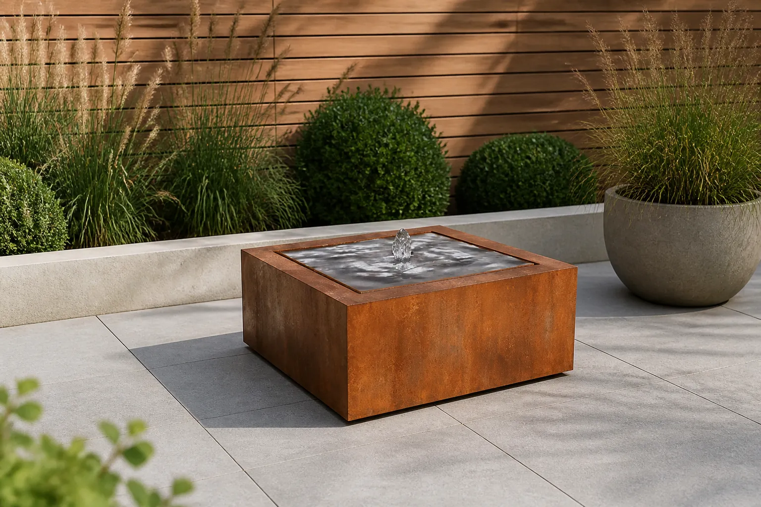 Sfeerfoto van Geroba Watertafel Taula Quadra 80 x 80 x 40 cm Waterornament