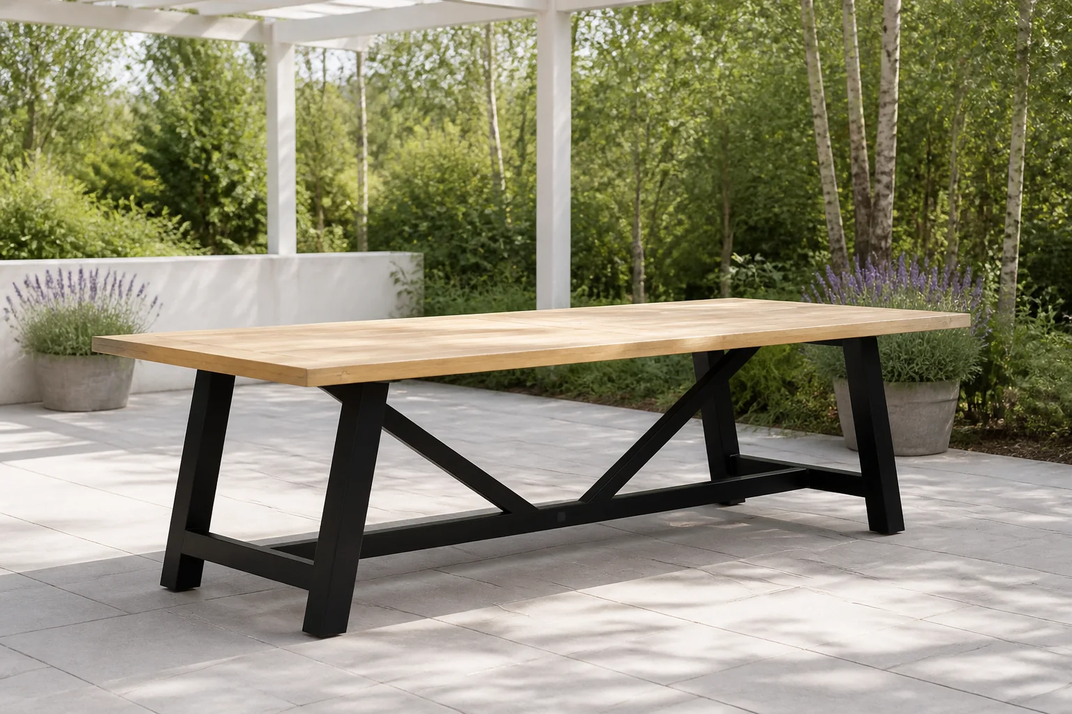 Sfeerfoto van LUX outdoor living James dining tuintafel 6 personen | teakhout + aluminium | Natural Teak | 260cm