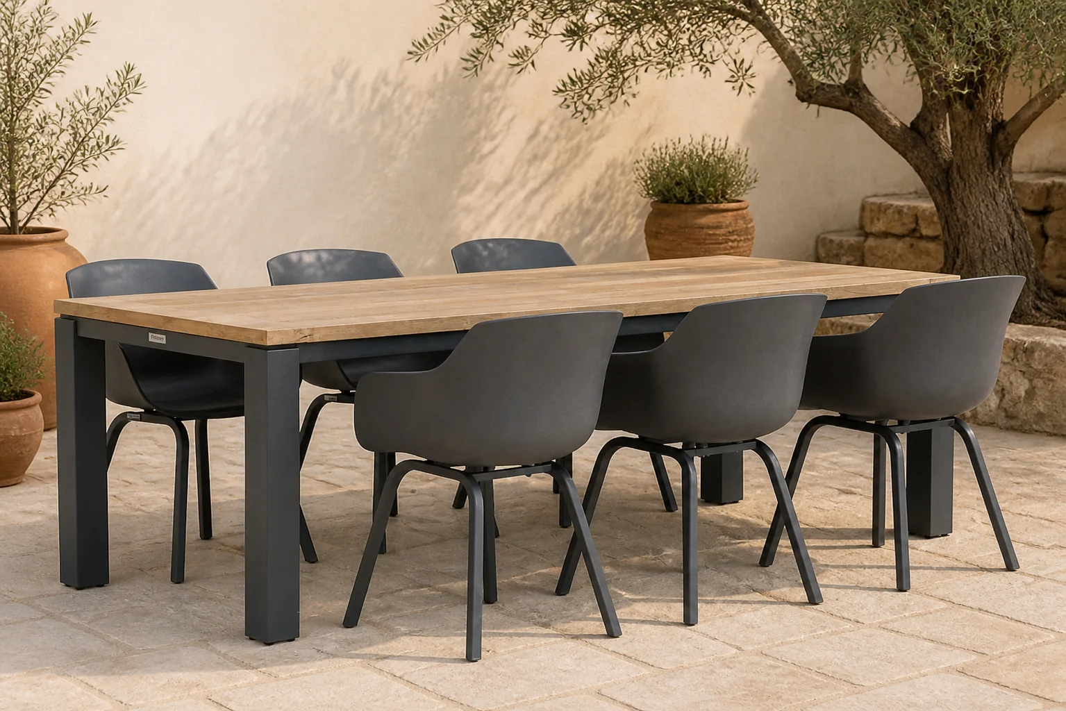 Sfeerfoto van Lifestyle Garden Furniture Salina/Veneto 230 cm dining tuinset 7-delig – Grijs-antraciet