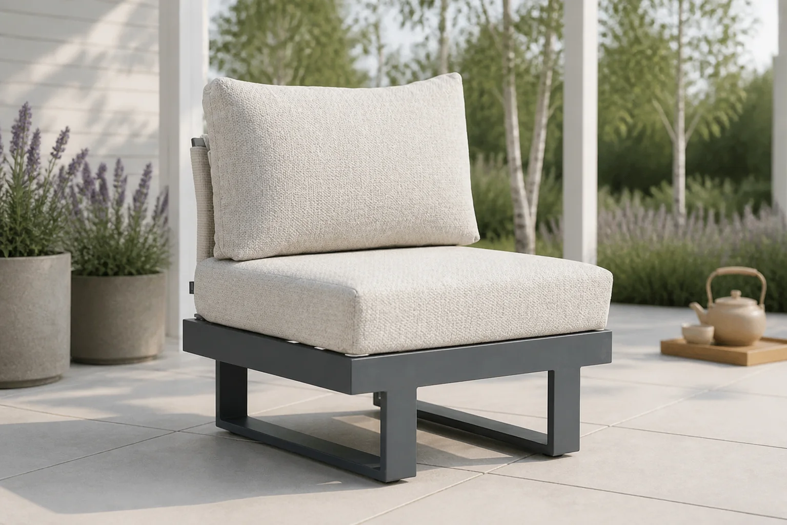 Sfeerfoto van Lifestyle Garden Furniture Lorenzo midden module – Grijs-antraciet
