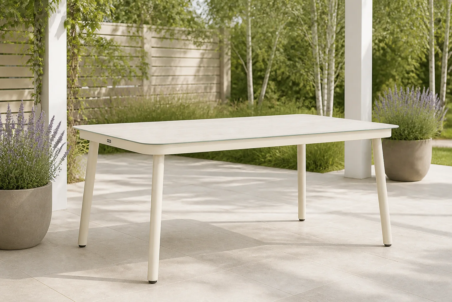 Sfeerfoto van Lifestyle Garden Furniture Tavano dining tuintafel 160 x 90 cm – Taupe-naturel-bruin