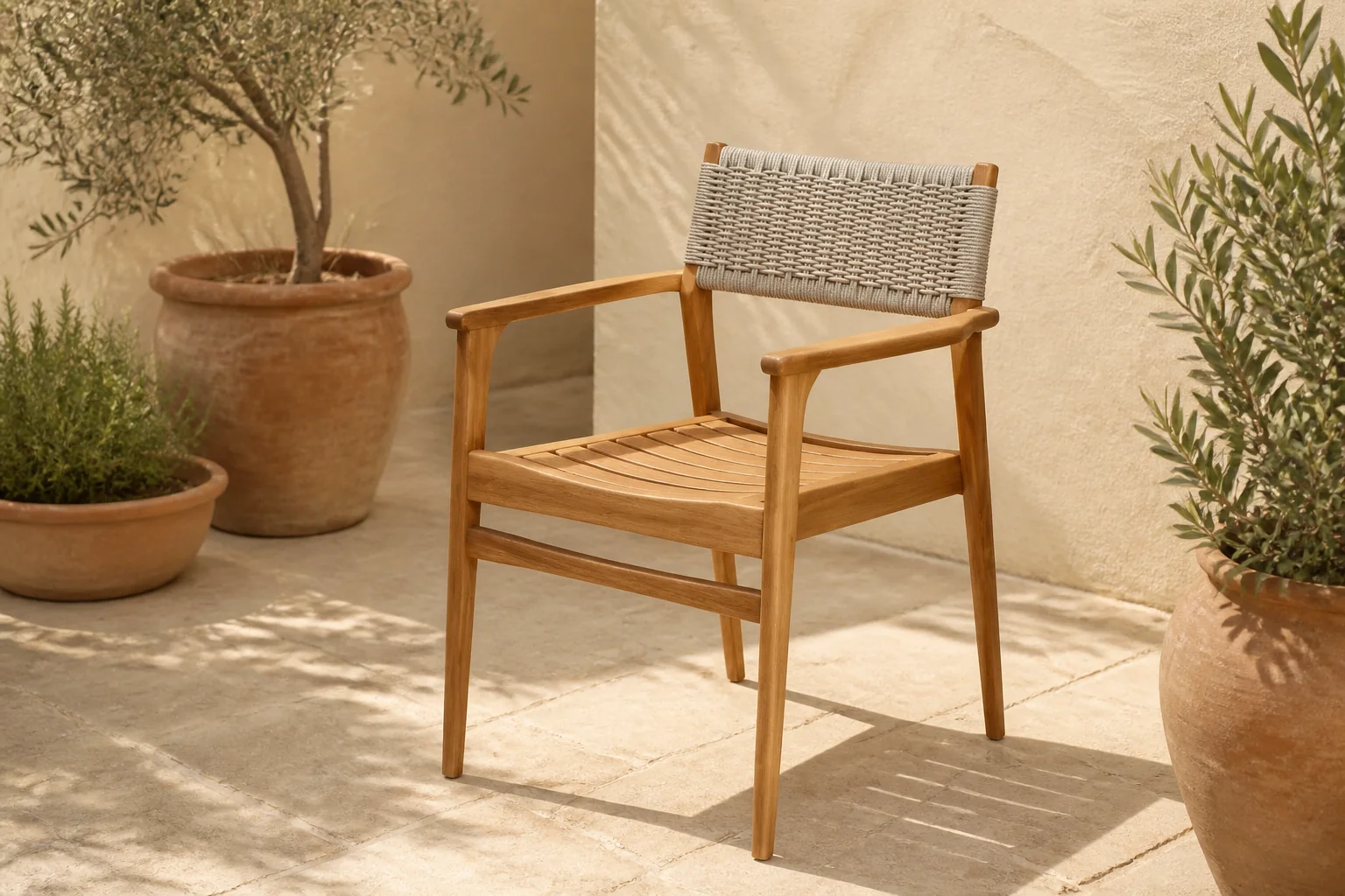 Sfeerfoto van Studio LIVIT tuinstoel Puro teak – naturel (hout)