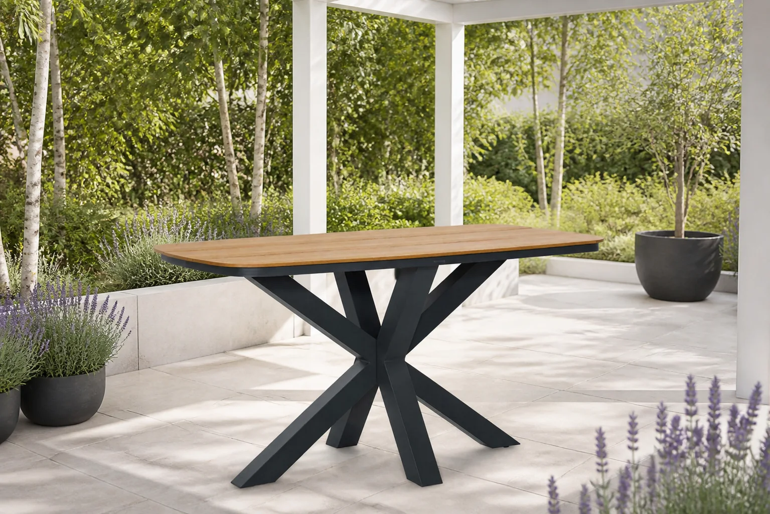 Sfeerfoto van Lifestyle Garden Furniture Noelle bartafel 180×100 cm – Grijs-antraciet