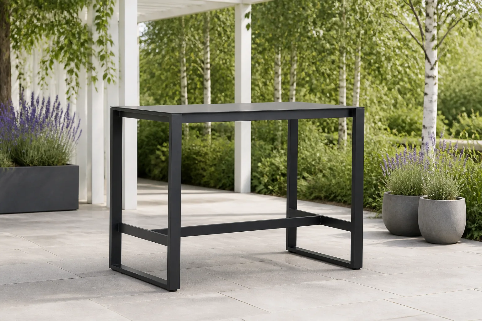 Sfeerfoto van Santika Furniture Soray bartafel 150×80 cm antraciet – Grijs-antraciet