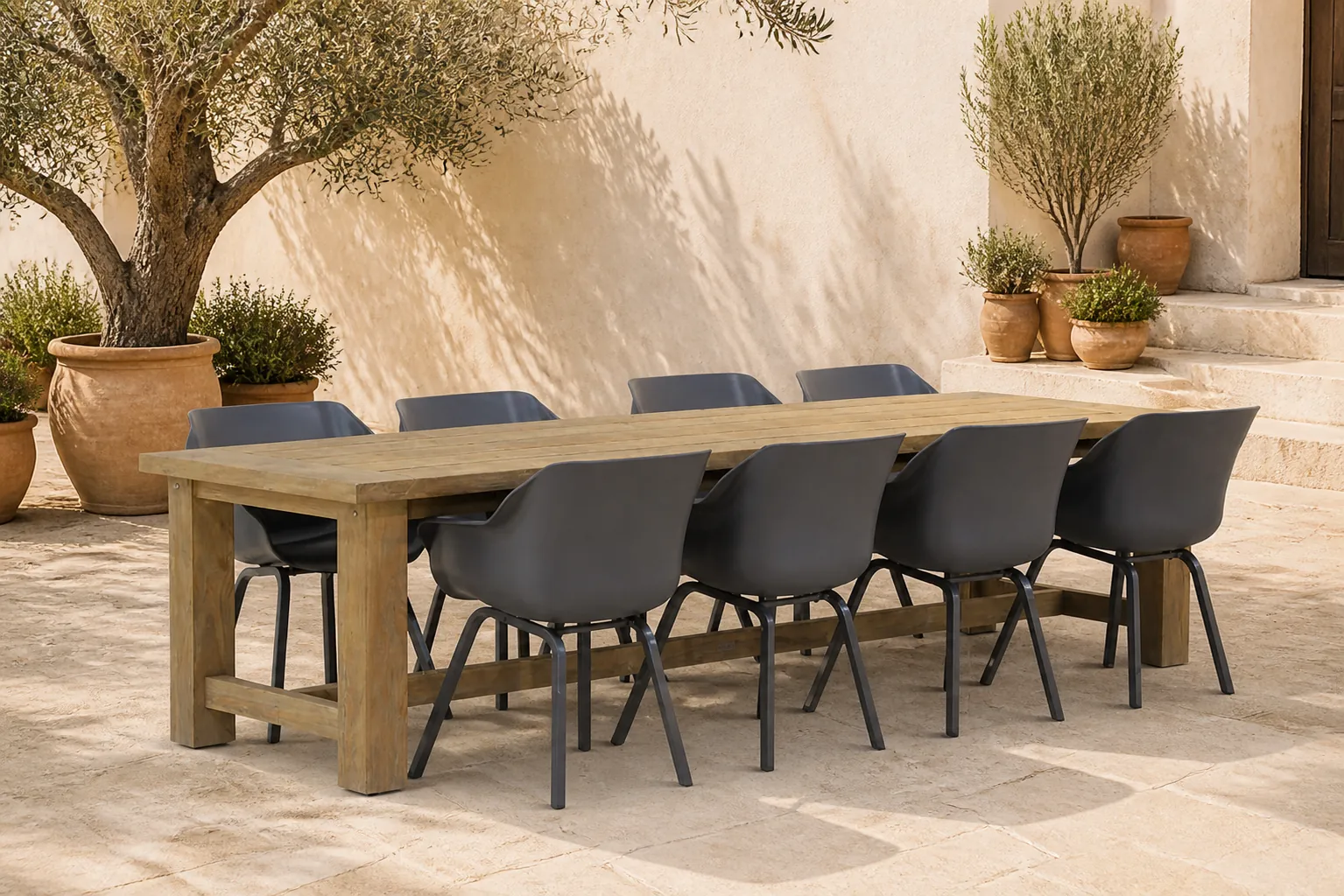 Sfeerfoto van Hartman Sophie element/Fourmile 300 cm dining tuinset 9-delig – Grijs-antraciet