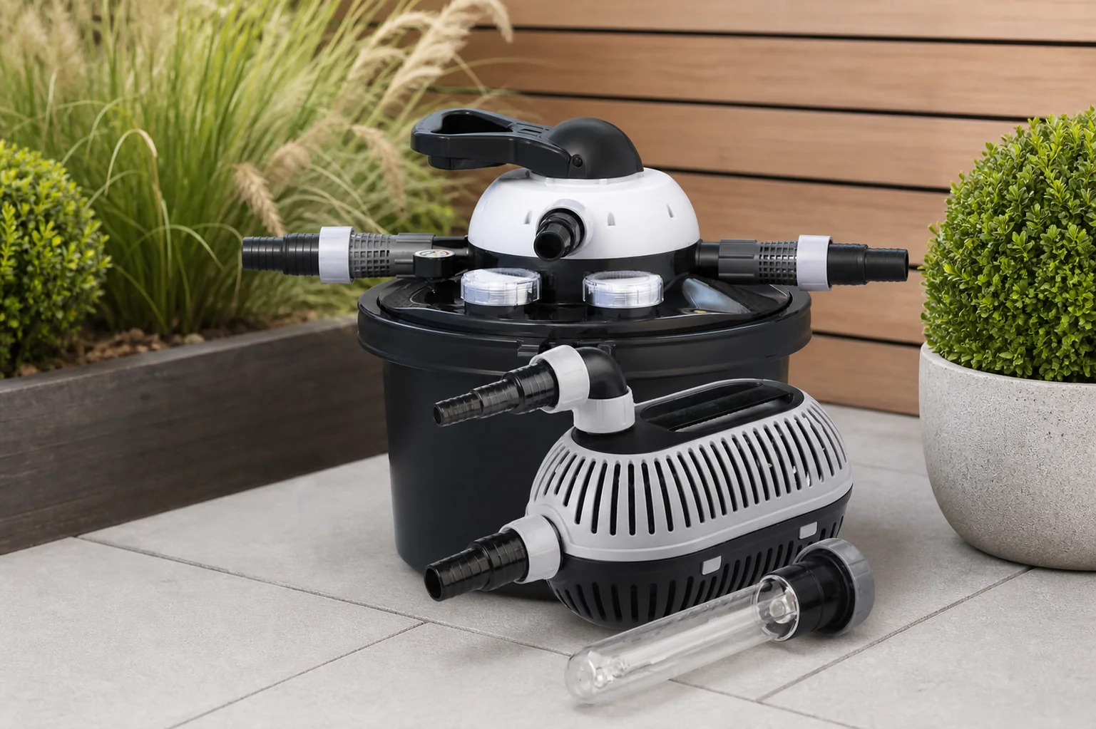 Sfeerfoto van Velda Drukfilterset compleet Clear Control 25 – Zie Foto