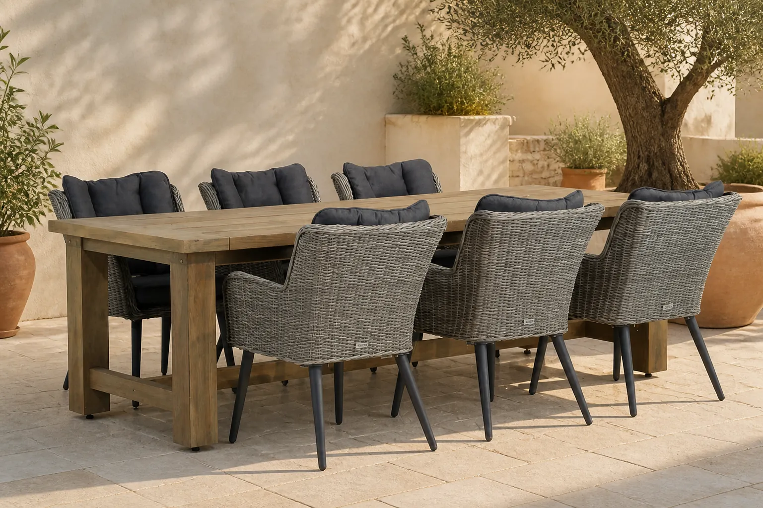 Sfeerfoto van Lifestyle Garden Furniture Garden Collections Boston/Fourmile 260 cm dining tuinset 7-delig – Grijs-antraciet