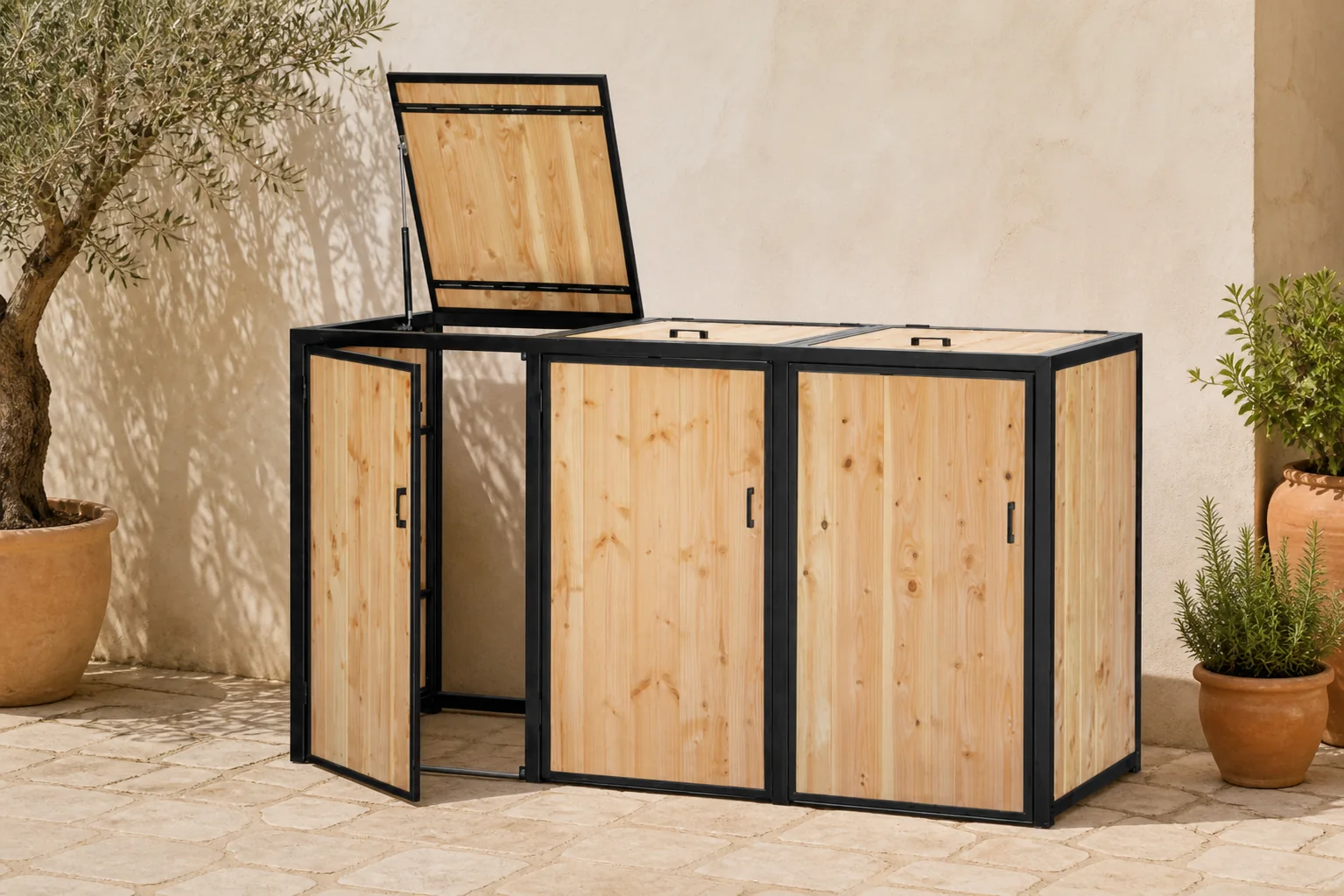 Sfeerfoto van Tuindeco Container berging Tresco B210xD80xH118 cm – hout