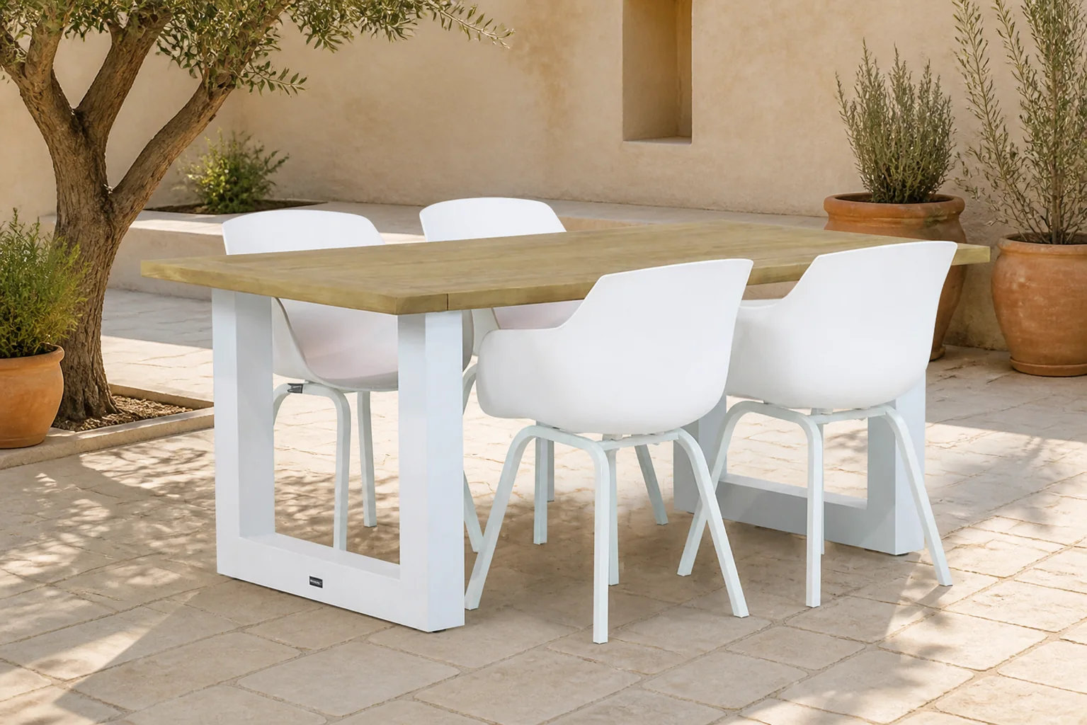 Sfeerfoto van Lifestyle Garden Furniture Salina/Talai 180 cm dining tuinset 5-delig – Wit