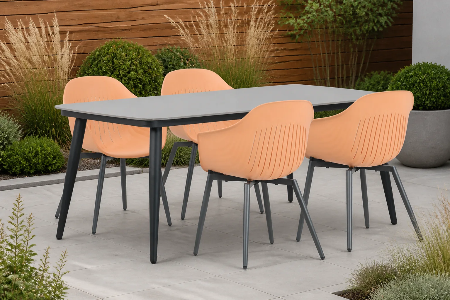 Sfeerfoto van Lifestyle Garden Furniture Lissabon/Vienna 180 cm dining tuinset 5-delig – Oranje