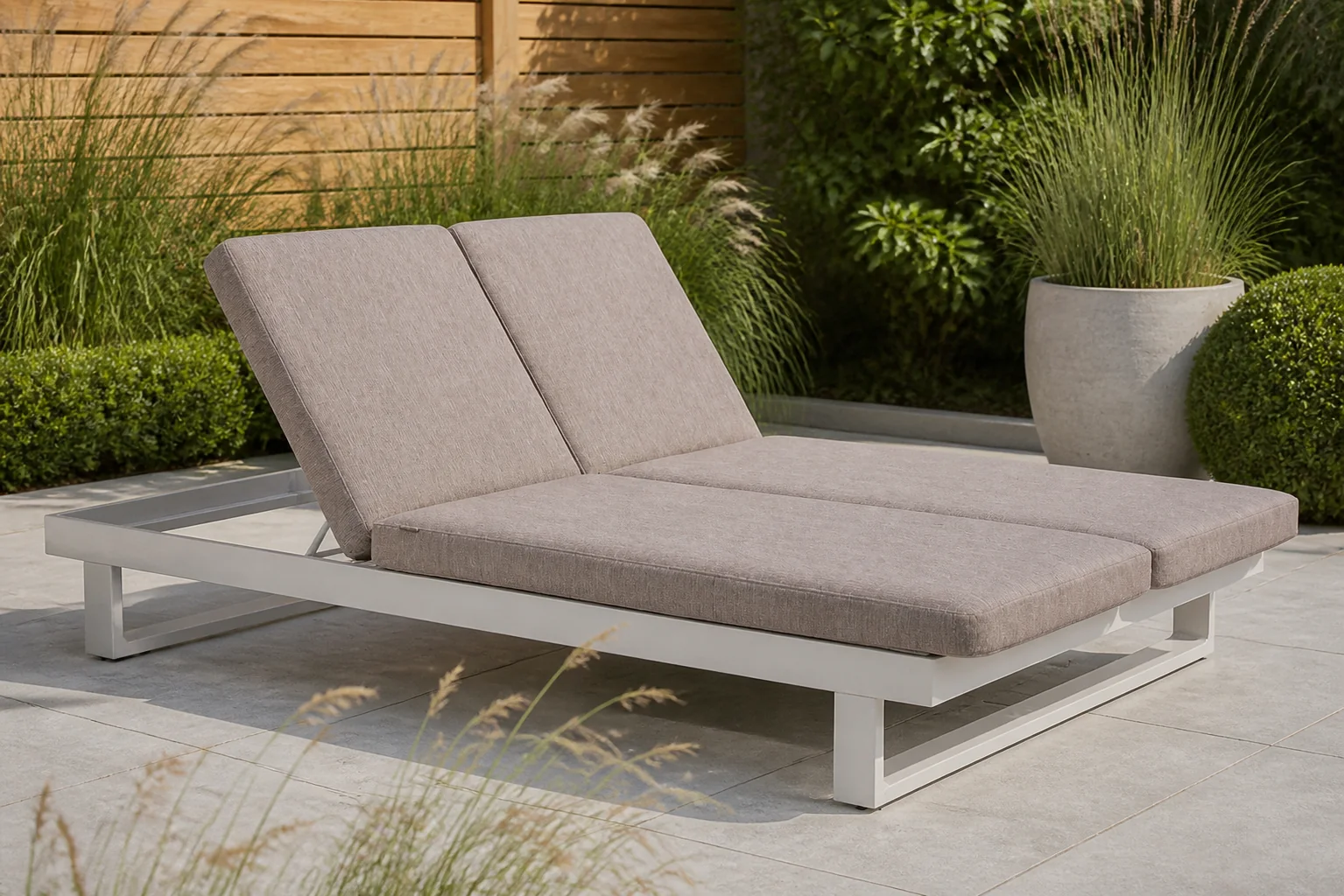 Sfeerfoto van Lifestyle Garden Furniture Massimo ligbed met kussen wit/earth