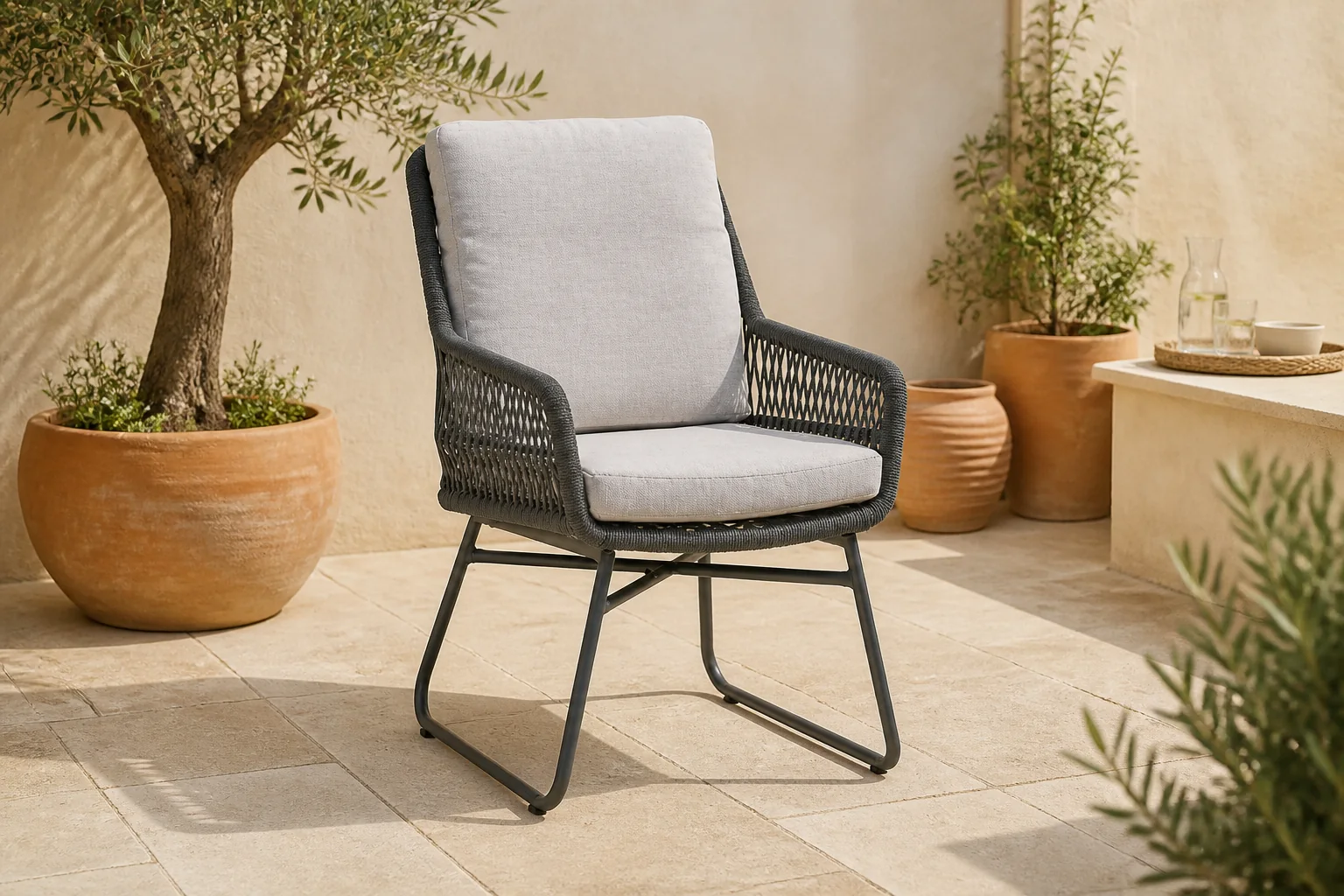 Sfeerfoto van Lifestyle Garden Furniture Vicente dining tuinstoel antracite – Grijs-antraciet