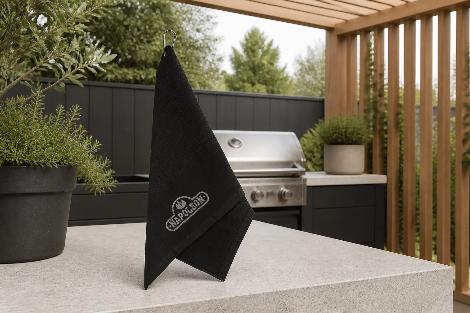 Sfeerfoto van Napoleon grills BBQ handdoek barbecue