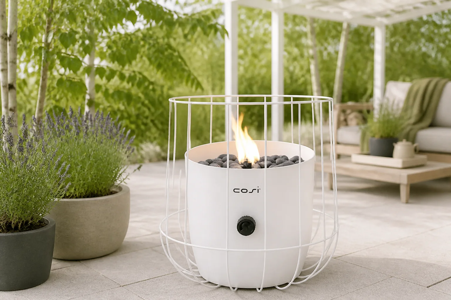 Sfeerfoto van Cosi Vuurtafeltje Scoop basket white – wit