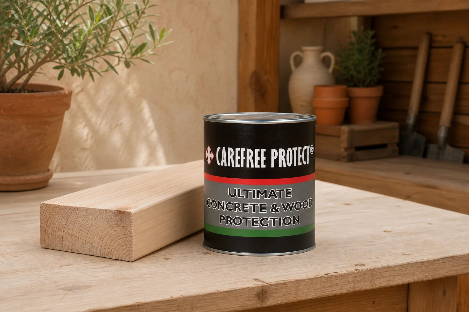 Sfeerfoto van Tuindeco Carefree Protect douglas beits 0,75 liter – hout