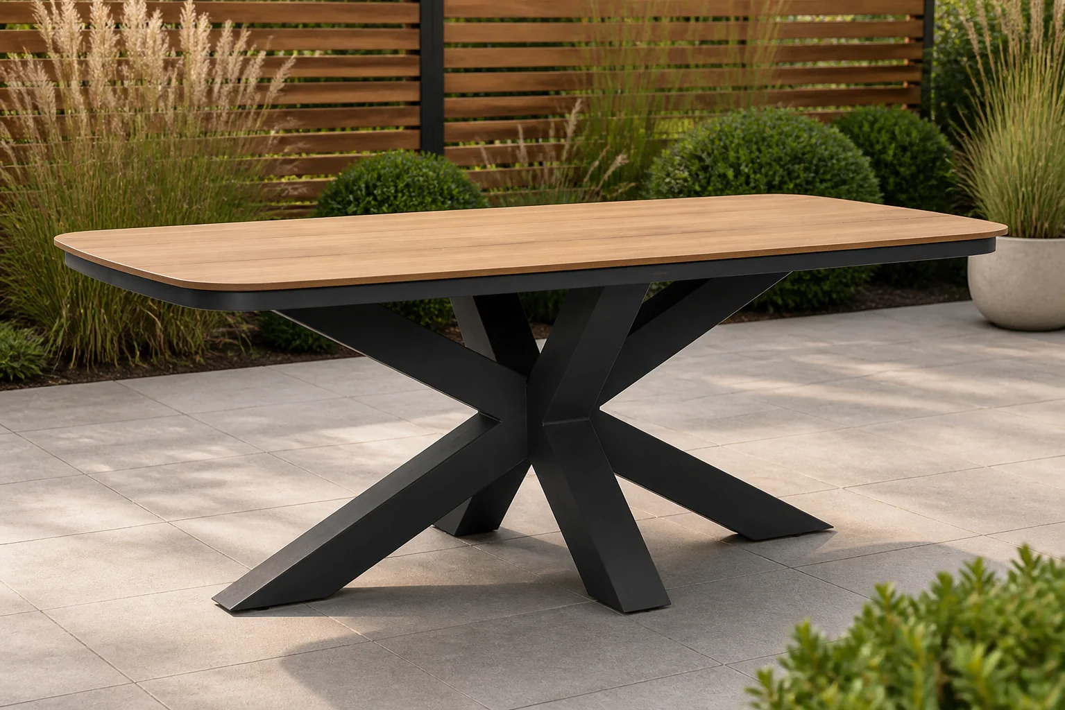 Sfeerfoto van Lifestyle Garden Furniture Camila dining tuintafel 180x100cm – Grijs-antraciet