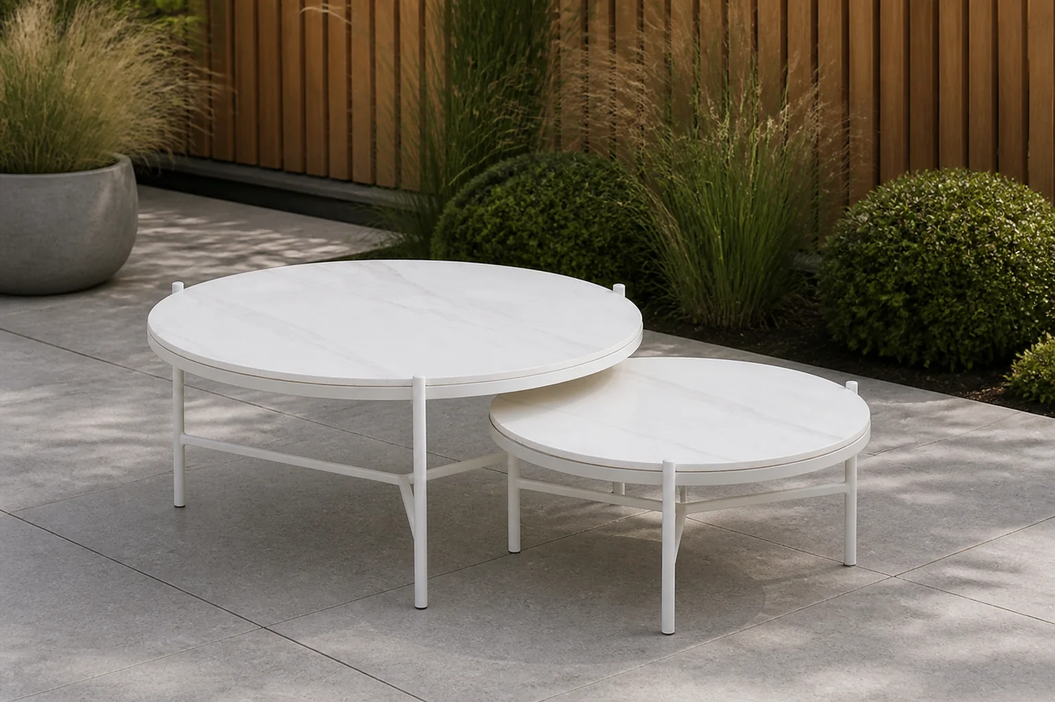 Sfeerfoto van Hartman Carson koffietafel wit dia. 62 H 30 cm