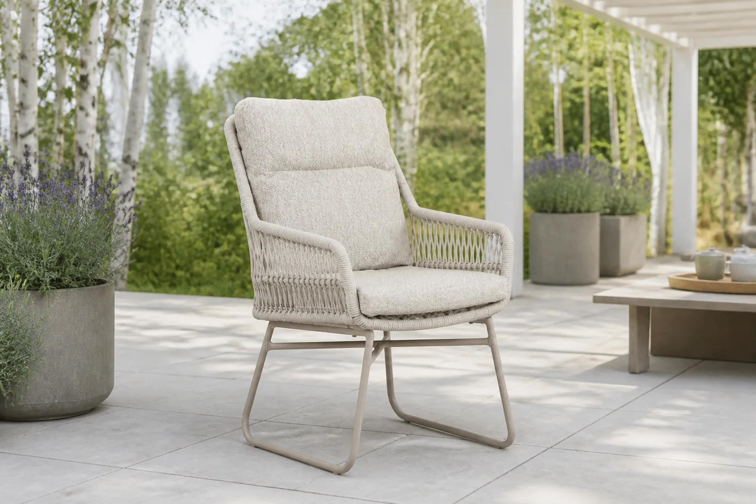 Sfeerfoto van Lifestyle Garden Furniture Vicente dining tuinstoel – Taupe-naturel-bruin