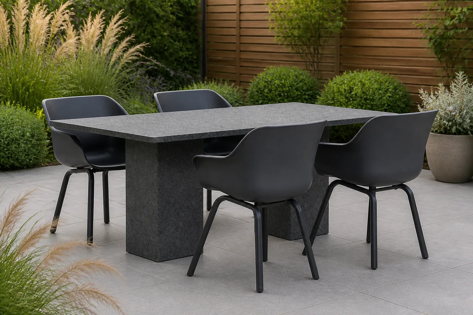 Sfeerfoto van Hartman Sophie element/Graniet 180 cm dining tuinset 5-delig – Grijs-antraciet