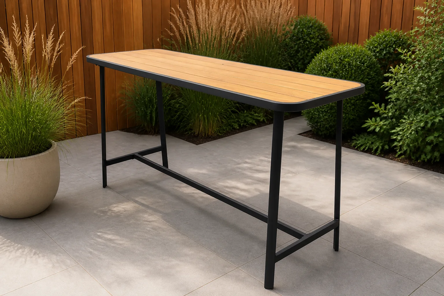 Sfeerfoto van Trestino Elmas Bartafel Antraciet 175x58x95 cm – bruin;zwart