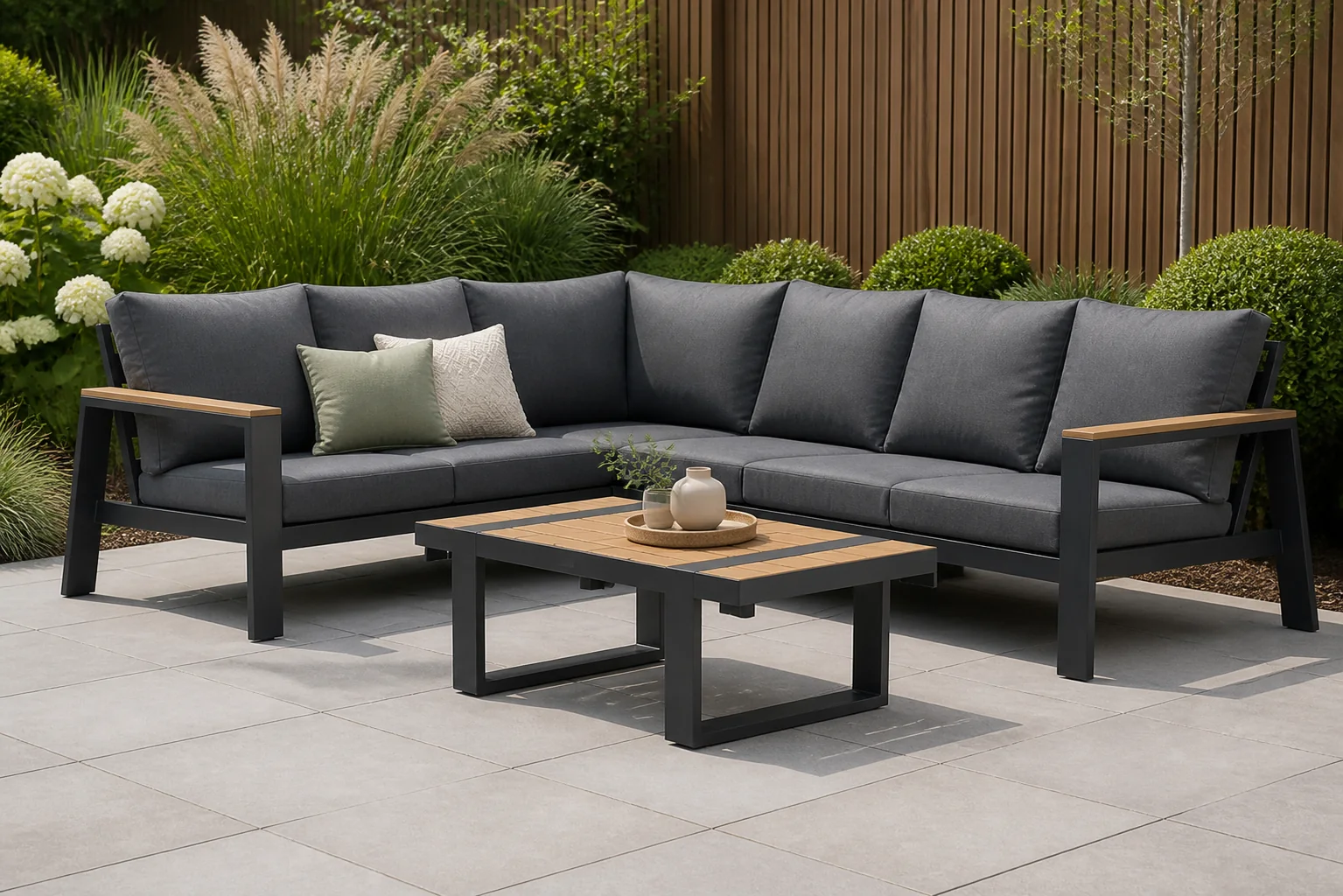 Sfeerfoto van Lifestyle Garden Furniture Marietta hoek loungeset 5-delig – Grijs-antraciet