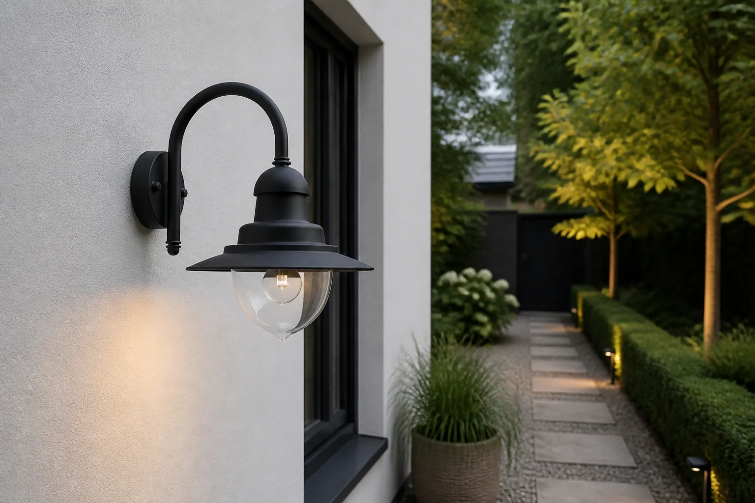 Sfeerfoto van Philips Raindrop buitenwandlamp 1-lichts zwart verlichting
