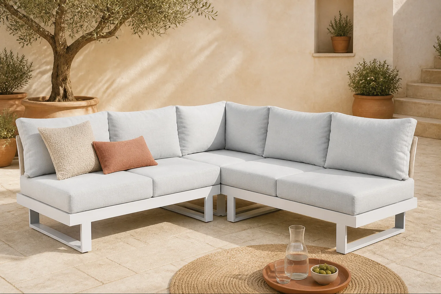 Sfeerfoto van Lifestyle Garden Furniture Lorenzo hoek loungeset 3-delig – Wit