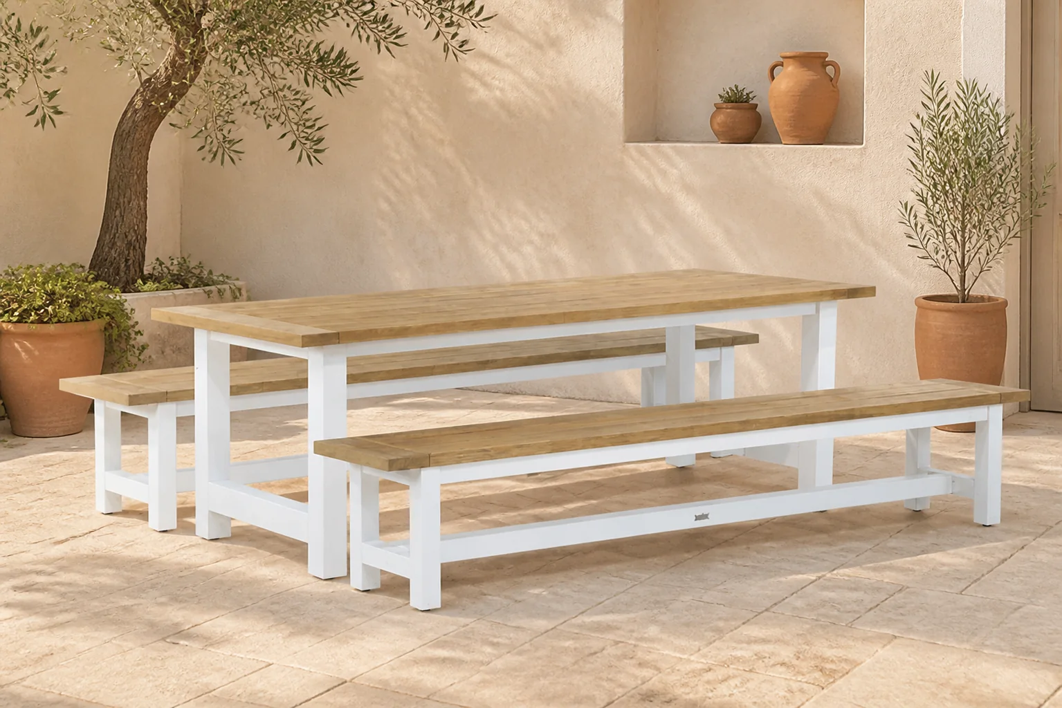 Sfeerfoto van Lifestyle Garden Furniture Los Angeles picknick tuinset 3-delig – Wit