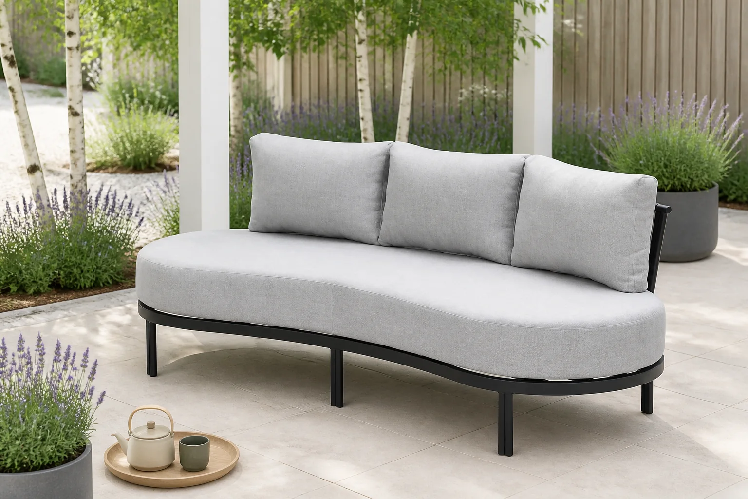 Sfeerfoto van Garden Impressions Tirolo loungebank Tirolo gebogen lounge tuinsofa rope carbon black – Grijs