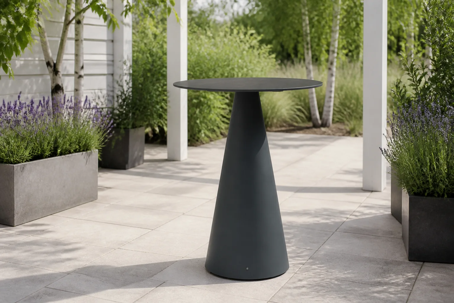 Sfeerfoto van Santika Furniture Serino bartafel 80 cm – Grijs-antraciet