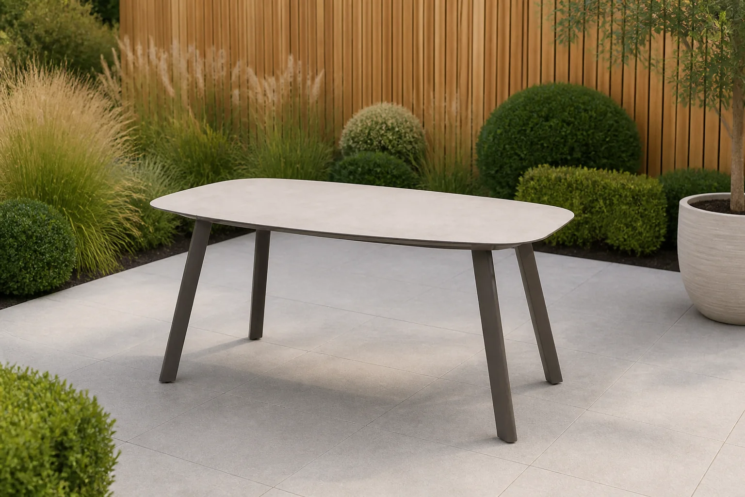 Sfeerfoto van Taste Manolo dining tafel terre printed keramiek 180×95 cm