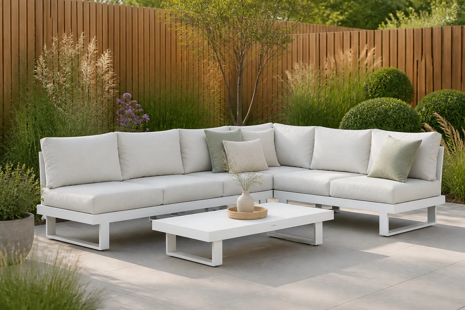 Sfeerfoto van Lifestyle Garden Furniture Lorenzo hoek loungeset 5-delig – Wit