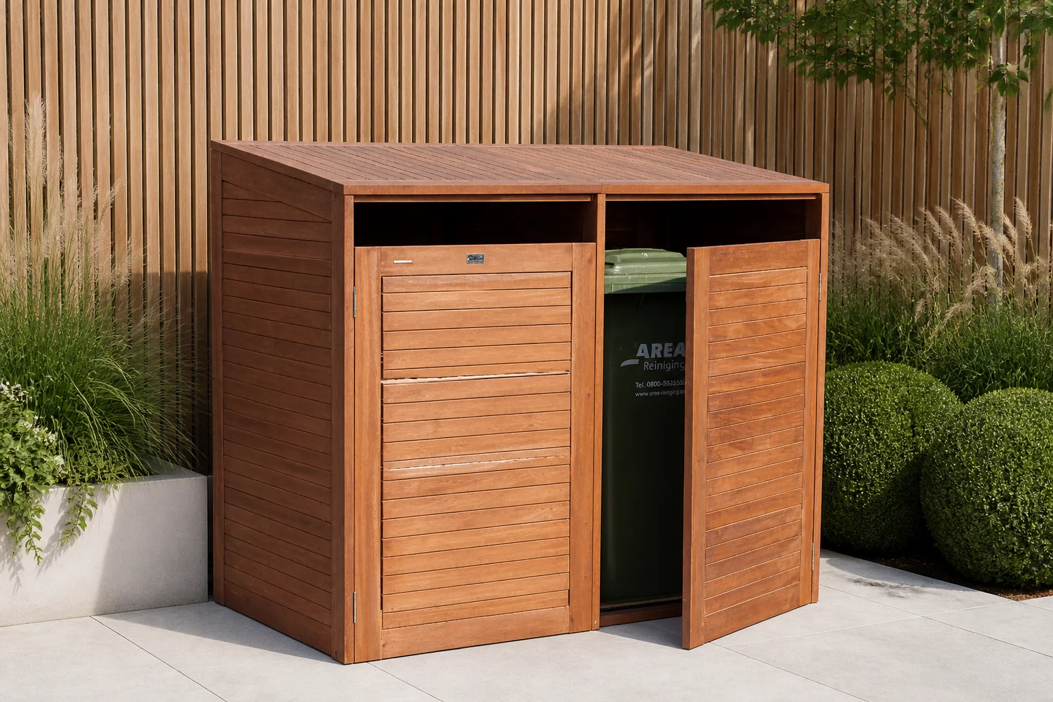 Sfeerfoto van Tuindeco Containerberging dubbel, hardhout – hout