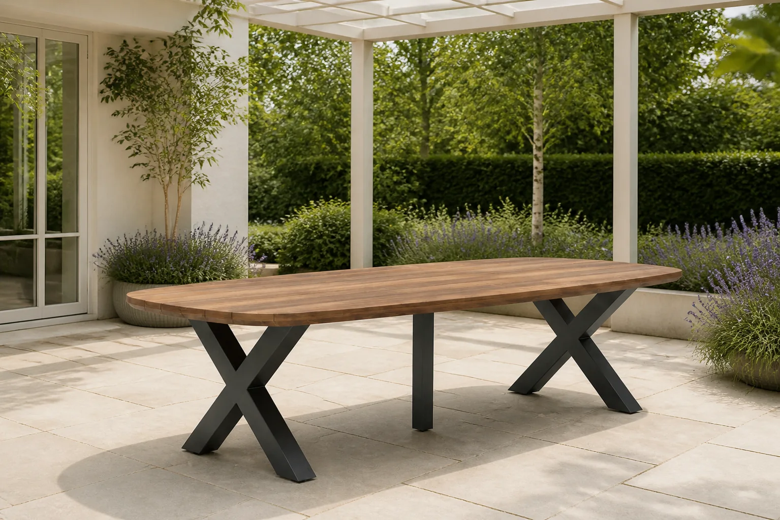 Sfeerfoto van Lifestyle Garden Furniture Falcon/Cardiff dining tuintafel 300 x 100 cm antracite – Grijs-antraciet