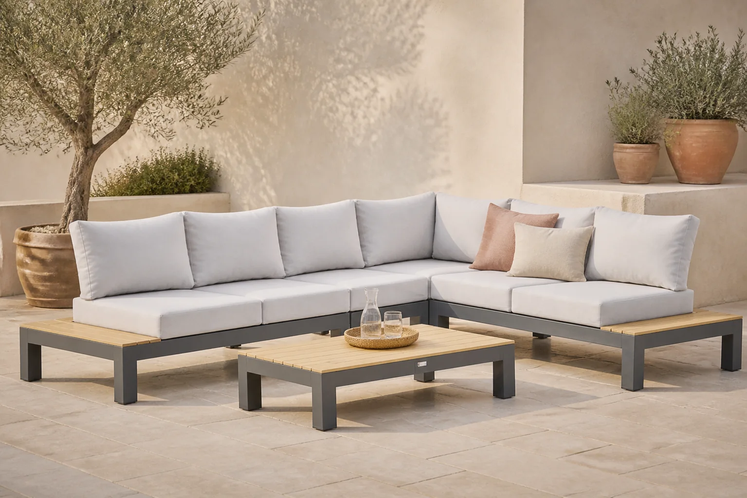 Sfeerfoto van Lifestyle Garden Furniture Vittoria hoek loungeset 5-delig – Grijs-antraciet