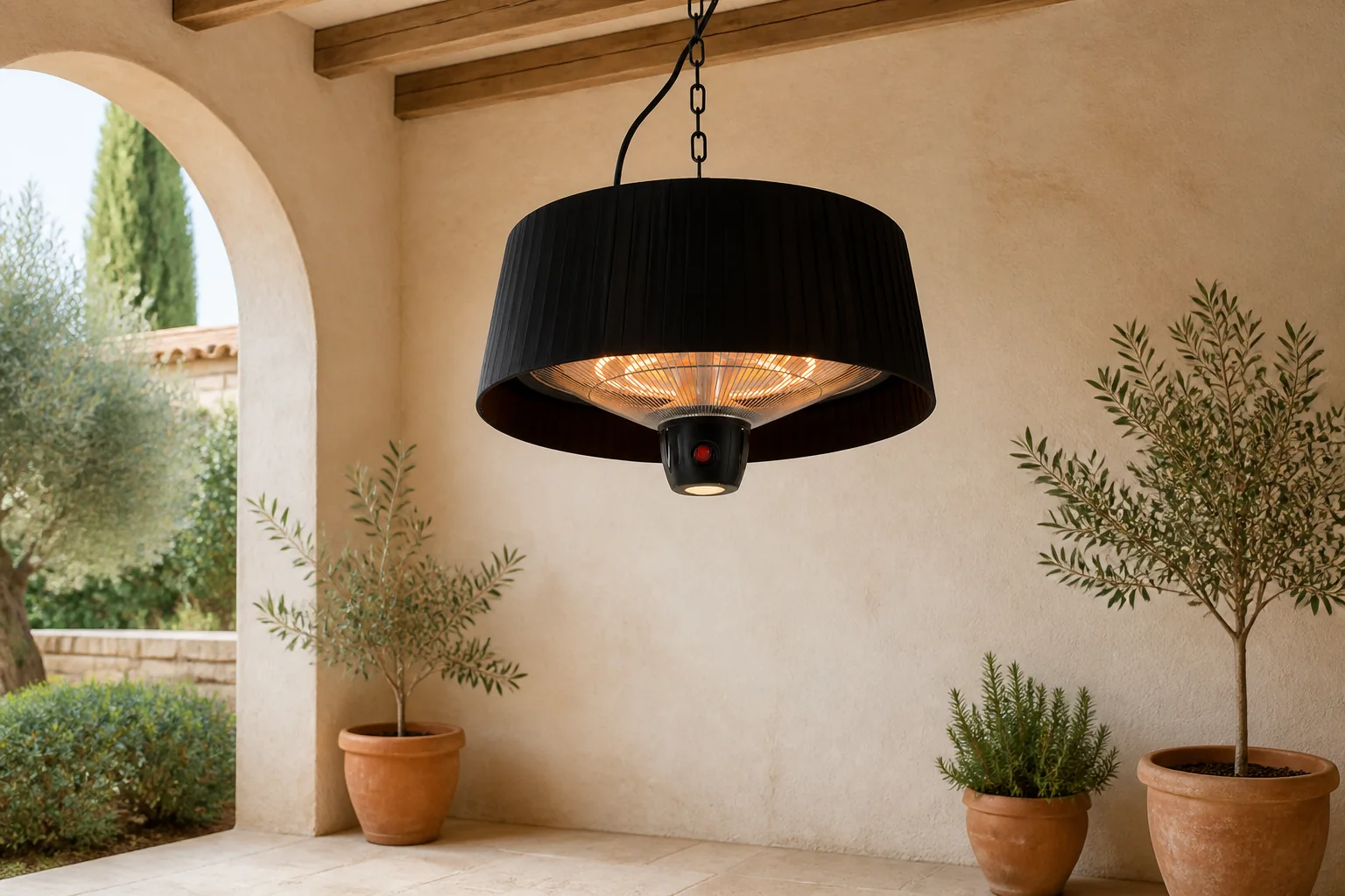 Sfeerfoto van Sunred hangende heater Artix 1500 – Zwart