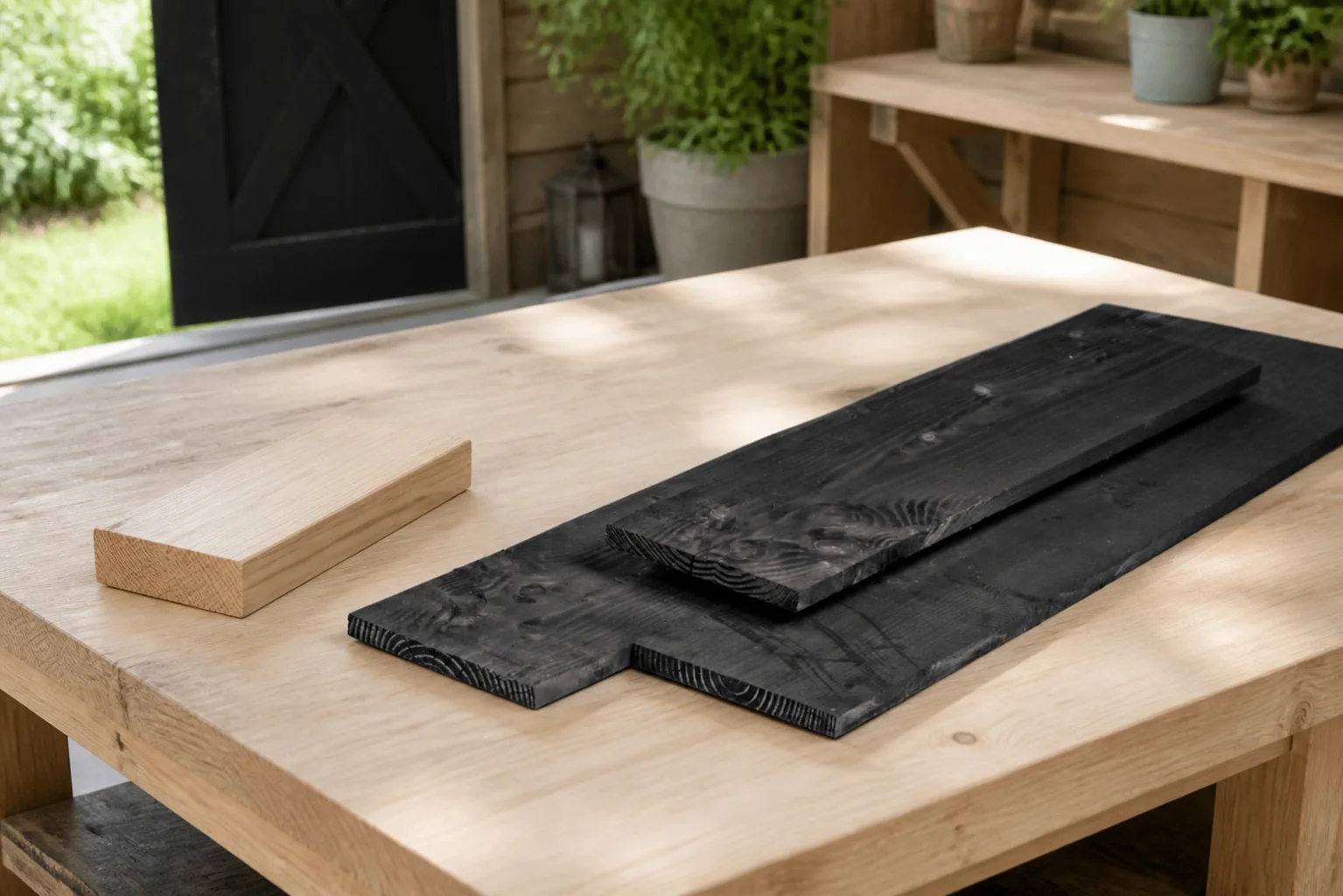 Sfeerfoto van Tuindeco Plank douglas zwart geimpregneerd 2,5×25,0x400 cm