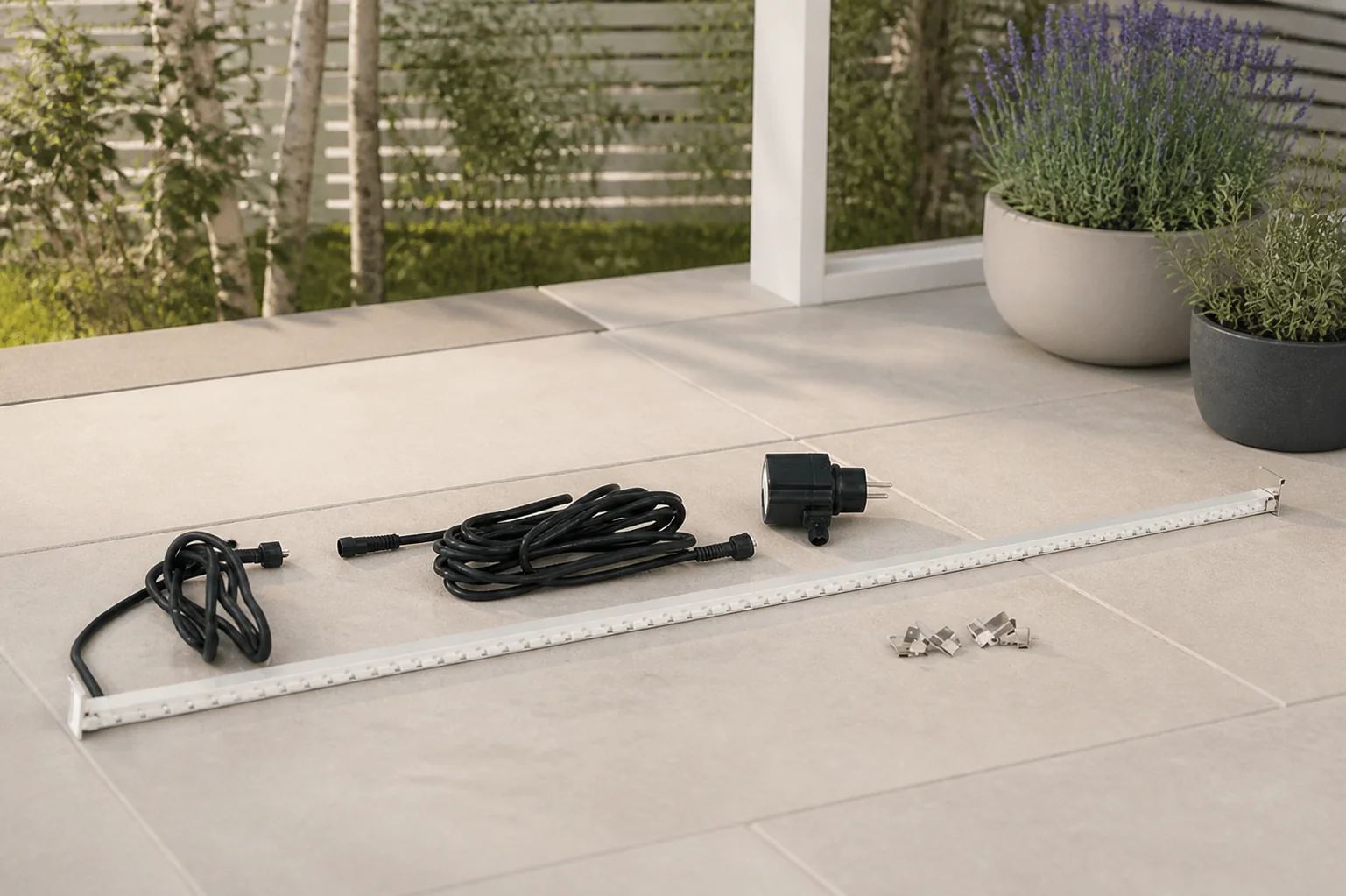 Sfeerfoto van Ubbink Waterval Led strip 90 cm wit