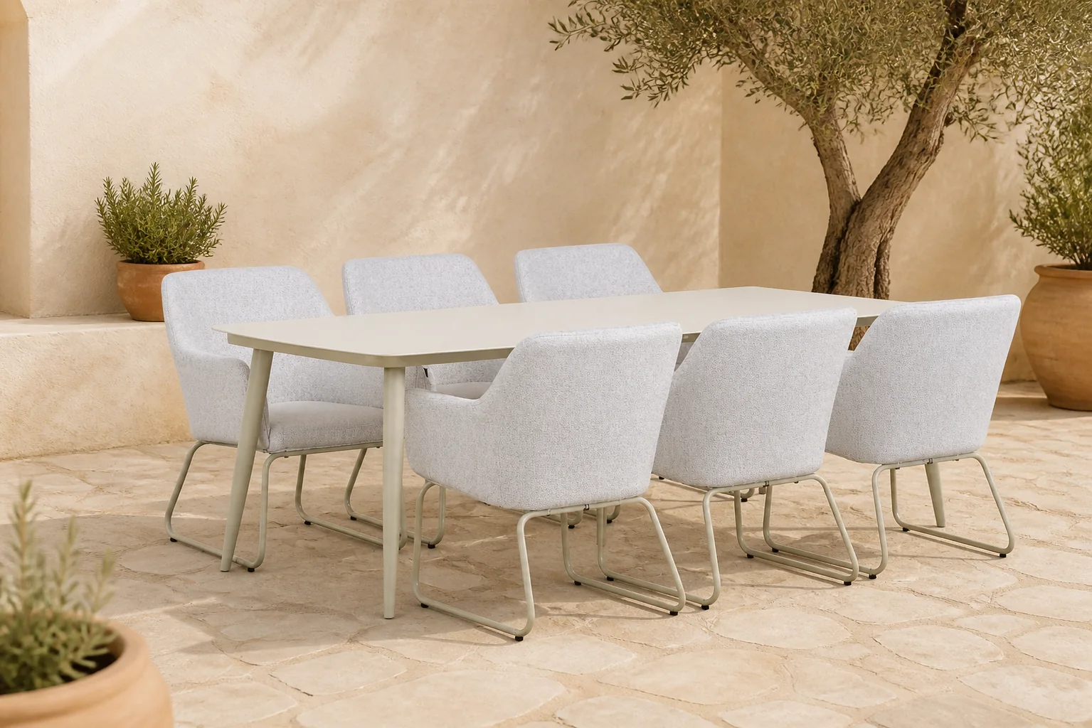 Sfeerfoto van Lifestyle Garden Furniture Lugo/Vienna 240 cm dining tuinset 7-delig – Grijs-antraciet