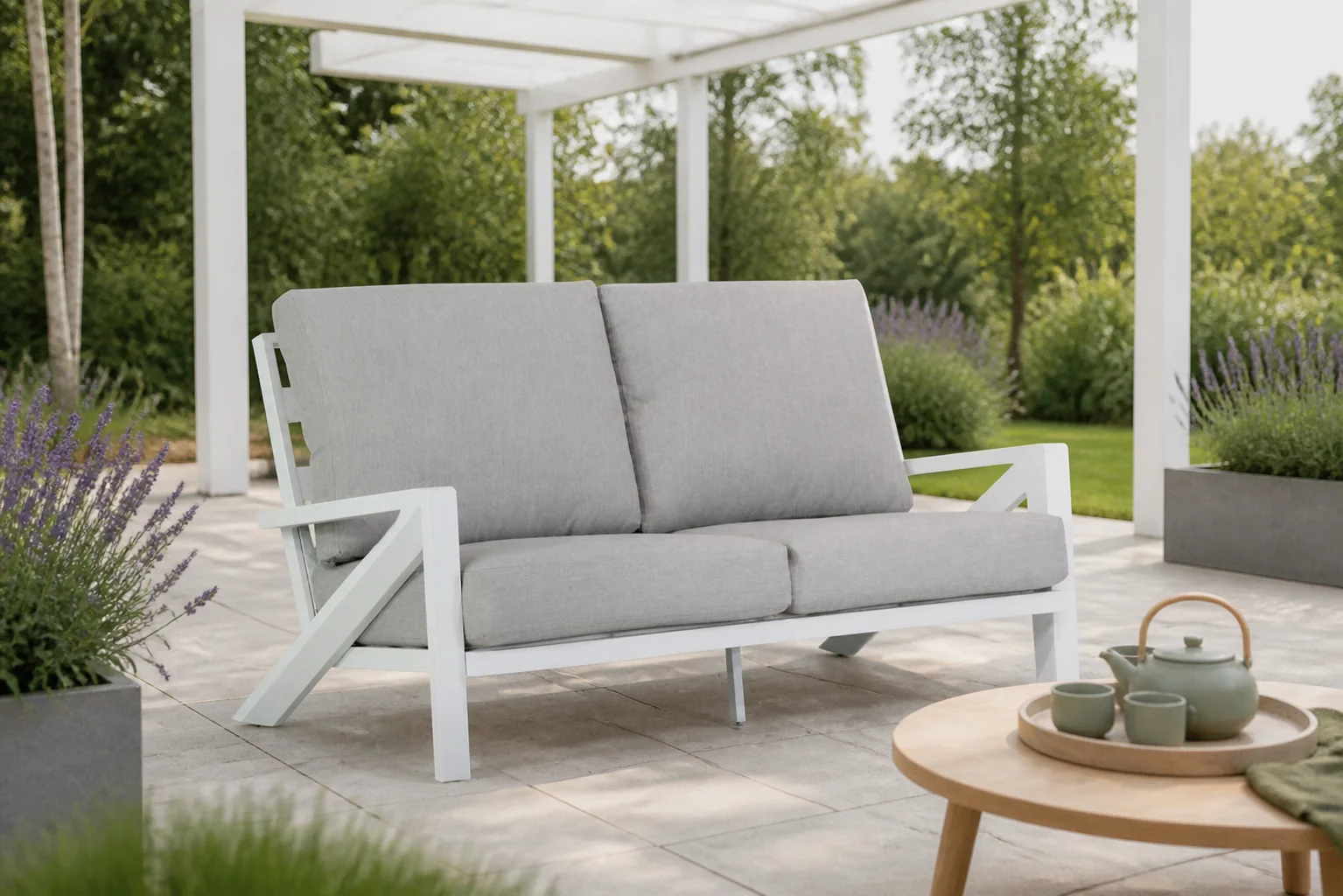 Sfeerfoto van Santika Furniture Cinta loungebank 2,5-zits – Wit