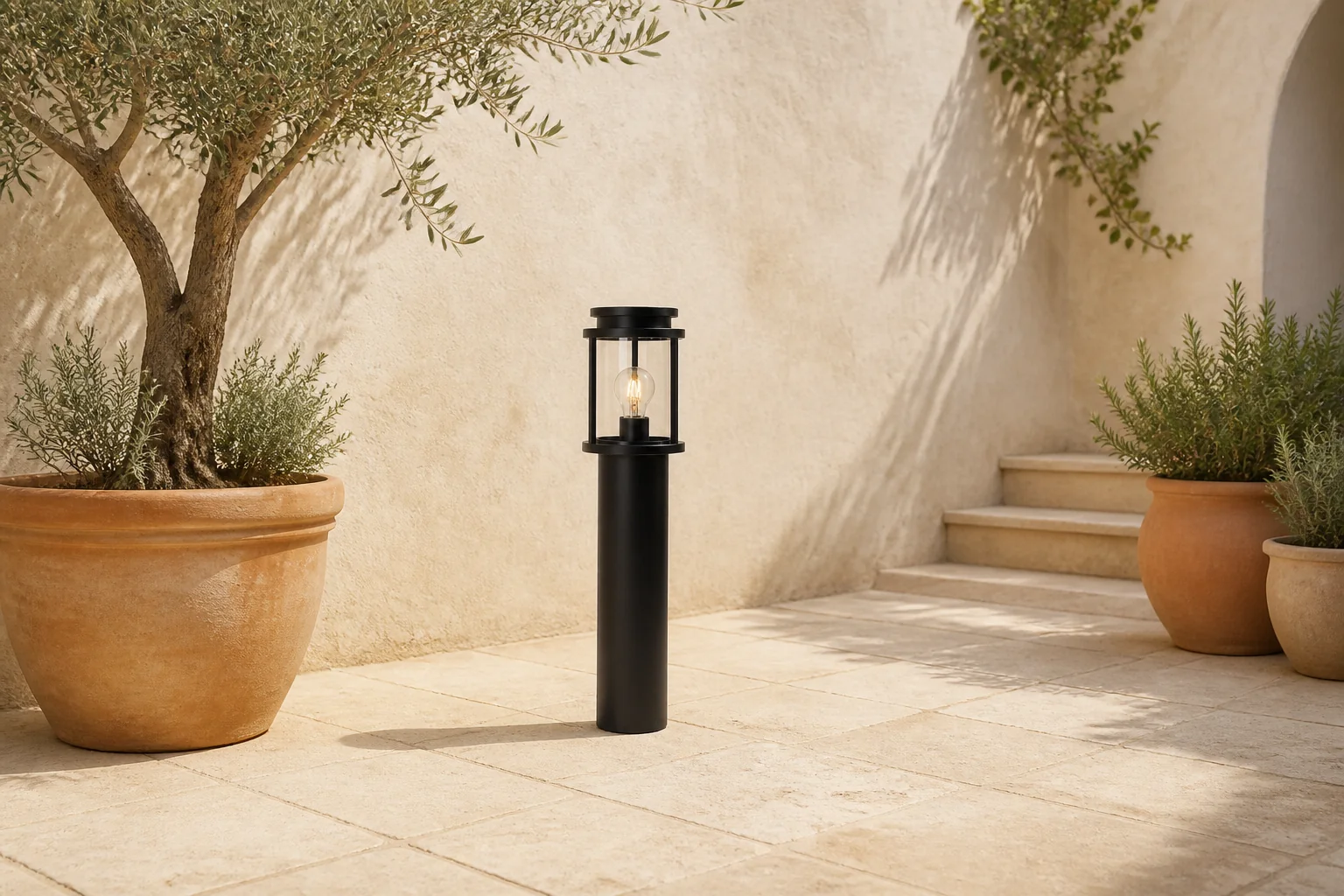 Sfeerfoto van Ks verlichting Sydney terraslamp K.S. VerlichtingTerraslantaarn sydney h60cm zwart