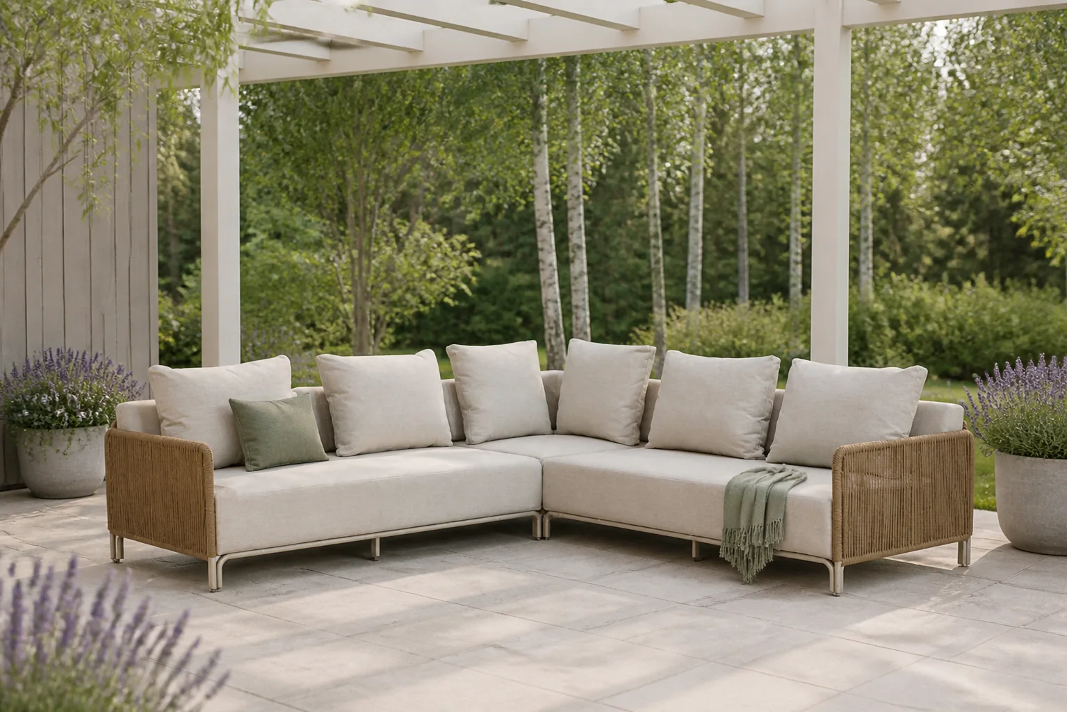 Sfeerfoto van Coco Colorado hoek loungeset 3-delig – Taupe-naturel-bruin