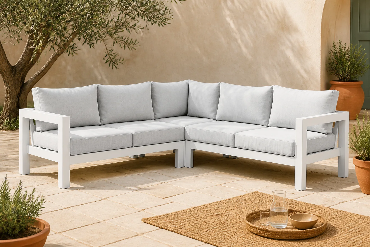 Sfeerfoto van Lifestyle Garden Furniture Luca hoek loungeset 3-delig – Wit