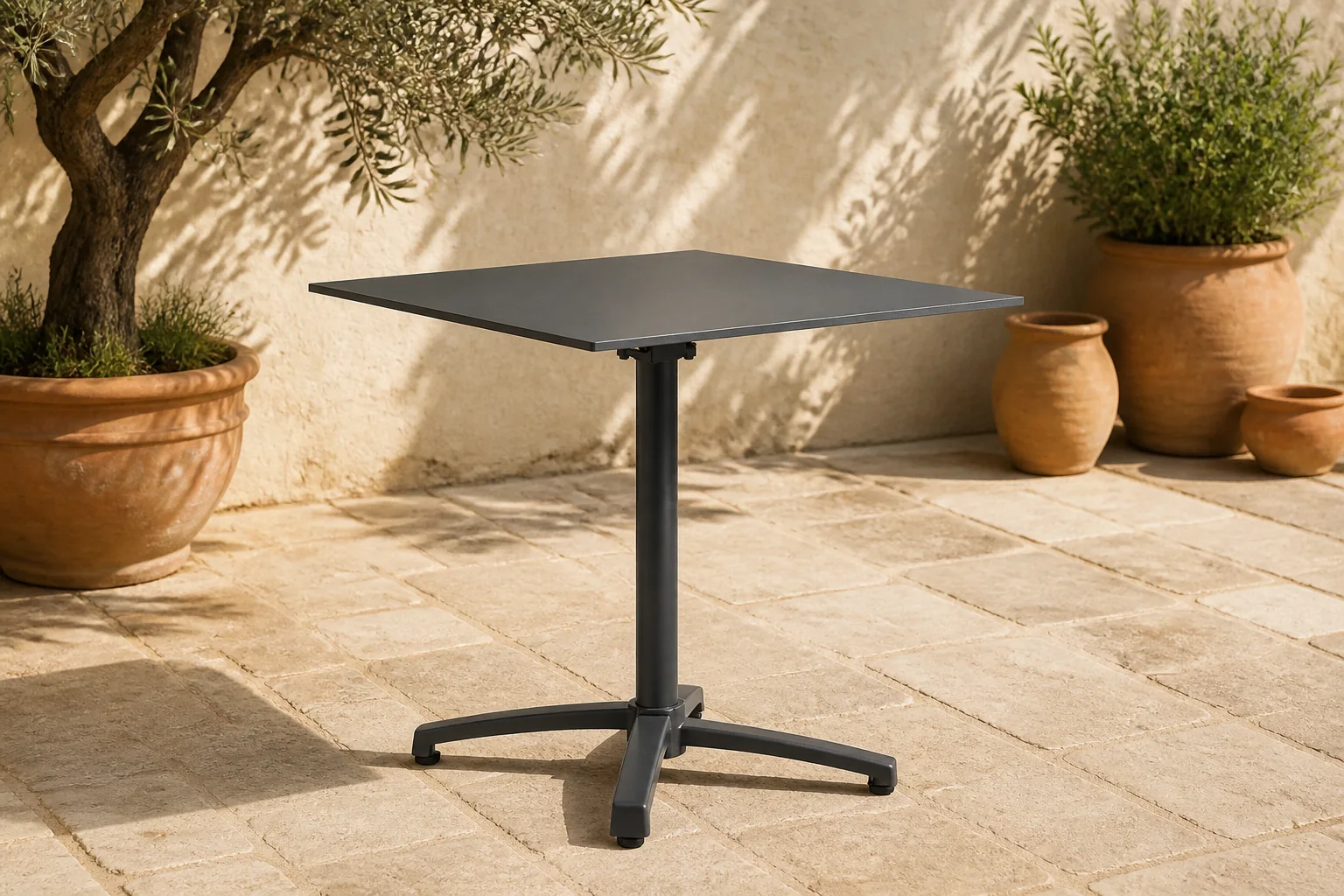 Sfeerfoto van Lifestyle Garden Furniture Marano dining tuintafel inklapbaar 70 x 70 cm – Grijs-antraciet